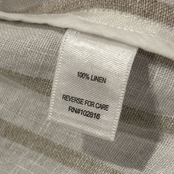 Garnet Hill Striped Linen Blazer Womens Medium Tan White Coastal Lightweight - Picture 3 of 7